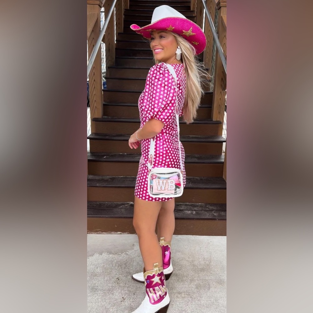 Queen Of Sparkles Hot Pink Star Dress
